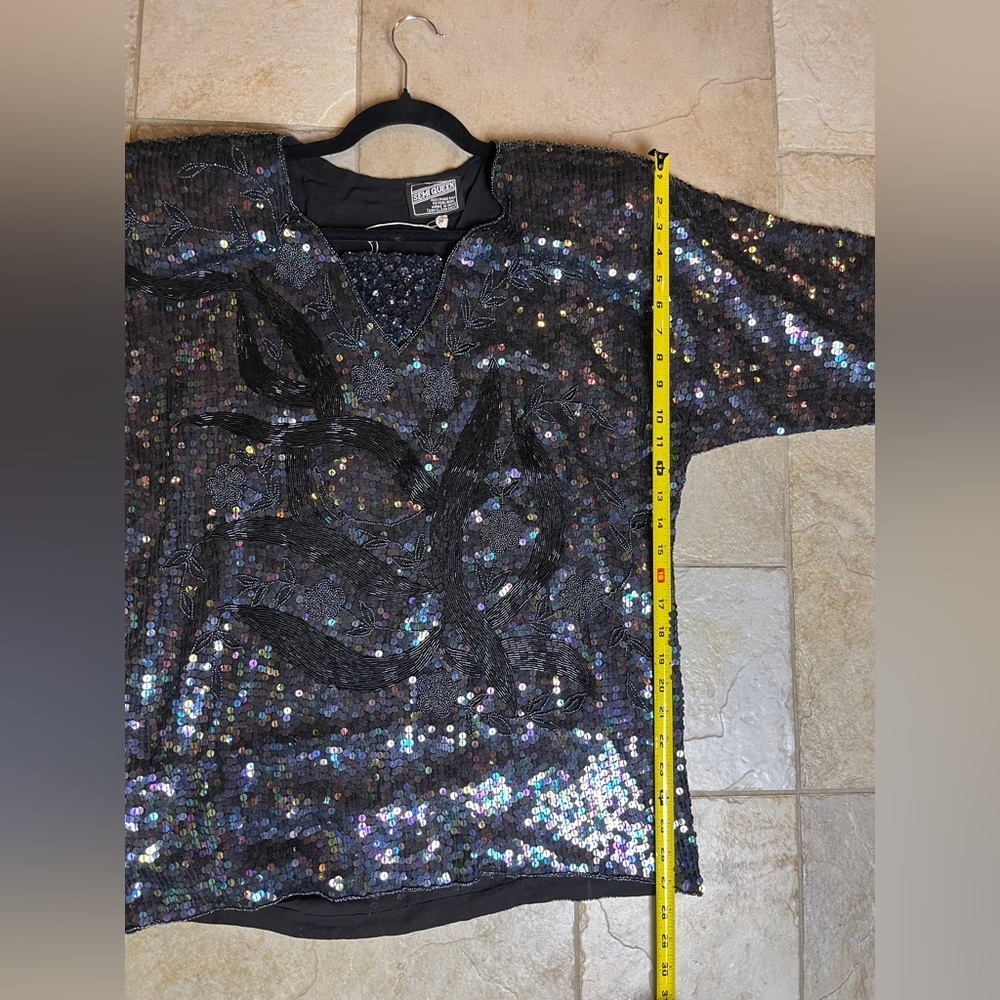 Elegant Black Sequin Women's Blouse - Picture 12 of 12
